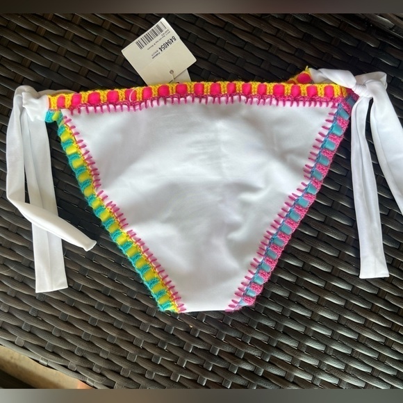 Platinum inspired solange Ferranini Crochet swim Bottom NWT white blue pink - Picture 5 of 8